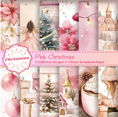 Pink christmas scrapbook paper - pink,