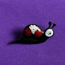 Black snail brooch - brooch, white