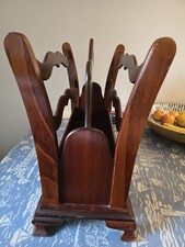 Mahogany Wooden Newspaper/Magazine Storage Rack Vintage, Sturdy