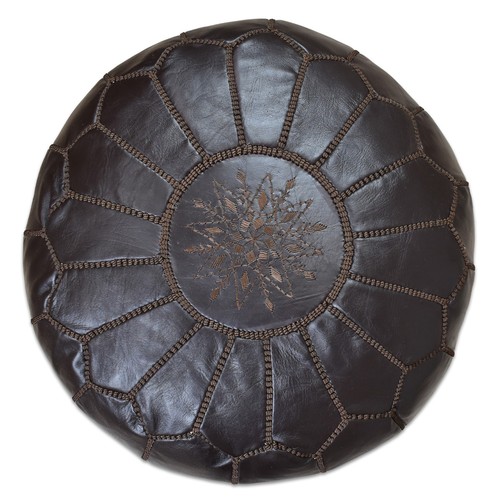 Moroccan leather pouffe dark - pouffe,