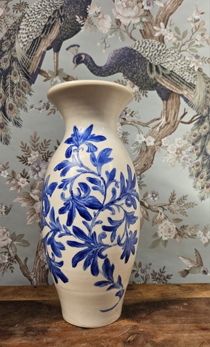 Vintage large blue floral - blue, stem