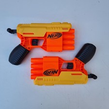 Nerf Alpha Strike Fang QS-4 Hand Gun Blaster x2 No Bullets Orange Black Yellow
