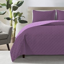 Reversible Pin sonic Quilted Bedspread Sofa Throw Pillowcase Double King Bed Set