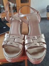 BNWT NEXT Signature Collection Ladies Size 7 Gold Wedge Leather Sandals