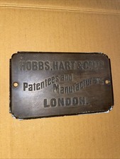 Antique 19/20th C Brass Hobbs, Hart And Co Ltd London Safe Plaque Patentees 259g