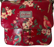 Cath Kidston Red Bird Floral Crossbody Satchel Oilcloth Messenger Bag Handbag