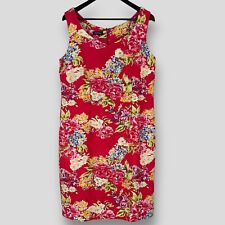 POMODORO Womens Red Floral Sleeveless V-Neck Midi Dress Casual (no size tag)