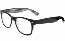 Black & Checkered Two Colour Frame Geek Clear Lens Glasses VTG 1980's Nhs