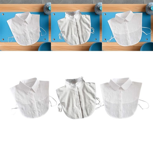 Women white fake collar - white,