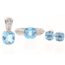 9Carat White Gold Blue Topaz &