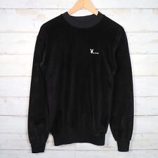 Vintage Playboy Sweatshirt Velvet Jumper Sweater Logo Black 80s Rare S 38" Chest