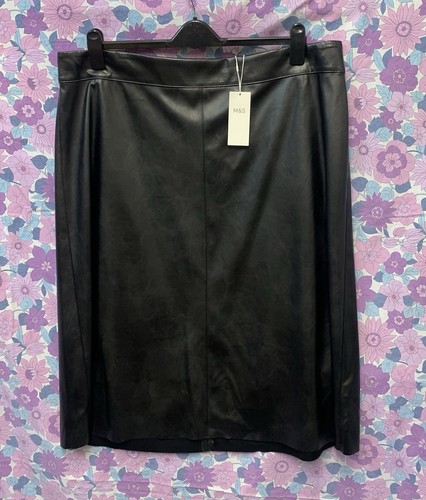 Black faux leather midi - faux,
