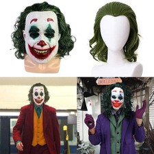 Halloween Cosplay Party Prop Joker Wig / Full Head Latex Mask Green Wig 2 Styles