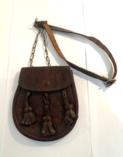 Antique R W Forsyth Ltd Scottish Highland Brown Leather Sporran With Belt Chain