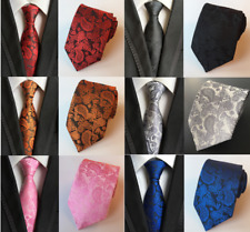 Classic Woven Paisley Jacquard Silky Solid Tie Wedding Event Gift UK