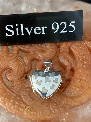 Solid silver heart locket - silver,