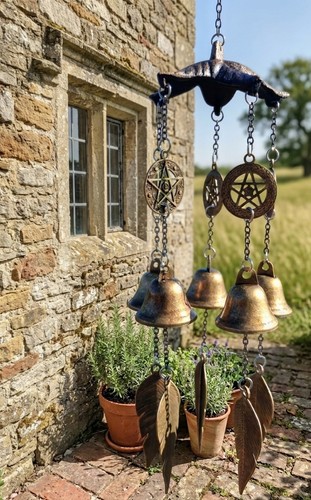 Brass triple moon bell - moon,