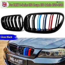 FOR BMW 3 SERIES E92 E93 10-13 LCI M COLOR KIDNEY GRILLE GRILL GLOSS BLACK DUAL