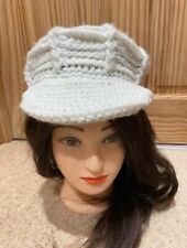 Ladies Cream Knitted Baker Boy Style Cap.