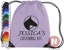 Custom horse riding grooming kit bag. Drawstring - add child/horse name