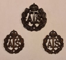 WW2 Auxiliary Territorial Service ATS Officers Bronzed Cap and Collar Badge Set