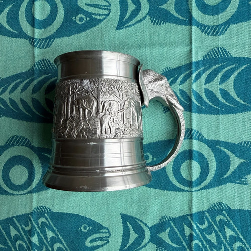 Vintage elephant metal mug - metal,