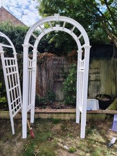 New England Arbors White UPVC Garden Arch Outdoor