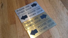 Please Use The Other Door Sign, Self Adhesive, Brushed Gold or Silver, Free P&P!