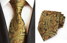 Tie Gold Brown Paisley Men's Handmade Wedding Formal Necktie