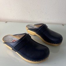 Ecco Leather Wooden Heel Clogs