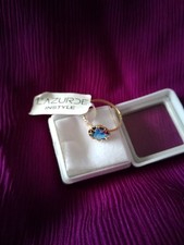 NEELUM IN GOLD RING Size 5 L AZURD FAMIUS SAUDI DESIGNER 22CARROT GOLD RING NEW