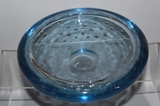 WHITEFRIARS HEAVY SAPPHIRE BLUE? CASED GLASS CONTROLLED BUBBLES SHALLOW DISH