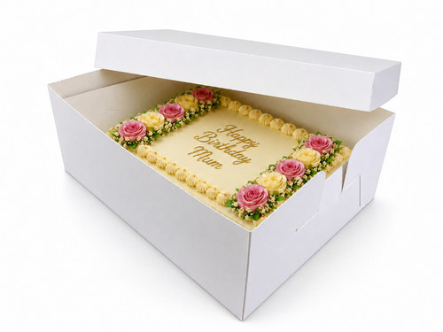 Oblong white rectangle - oblong, cake