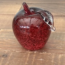 Beautiful Glass Apple Ornament Paperweight Red A4