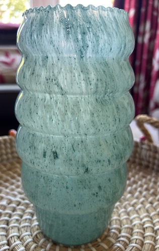 Turquoise speckled glass vase - turquoise,
