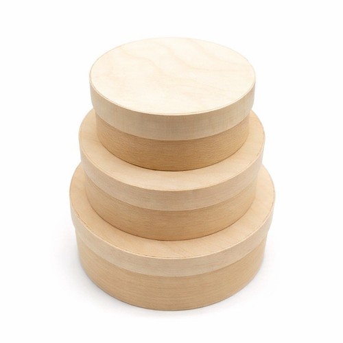 Set round wooden storage - round,