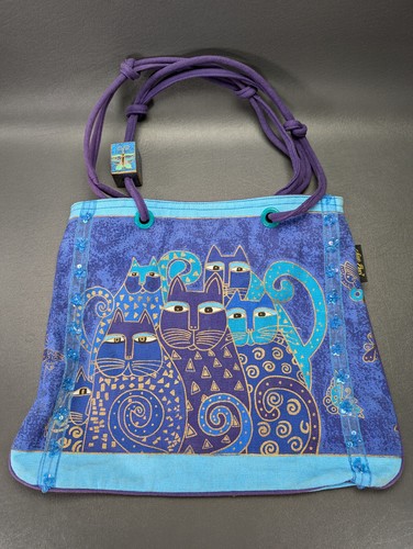 Laurel burch indigo cat tote - cat,