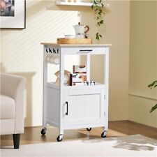 Rolling Kitchen Island Storage Trolley Cart on Wheels w/Cabinet & Drawer White
