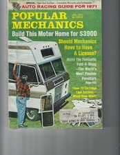 Vintage Popular Mechanics Magazine January 1971 Motor Home 1971 Racing Guide