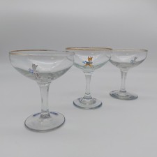 1970's Babycham Glasses 2x Standing 1x Leaping Deer Blue Ribbon Vintage