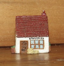 Vintage Ornate Hand Painted Pewter Thimble - Groceries Shop - Free Postage UK