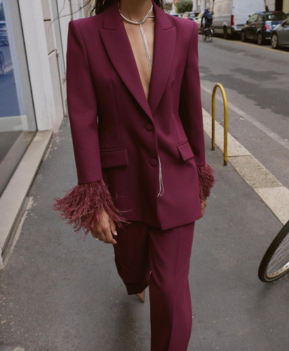 Zara burgundy feather - burgundy,