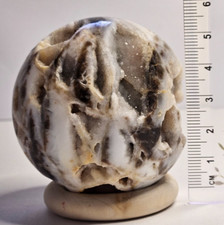 White sphalerite sphere with stand 210g/5.5cm natural druzys