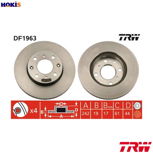 Brake disc df1963 for - 2x, acura