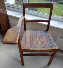 Vintage combination chair desk, lecture note taking, writing arm, Liverpool Uni