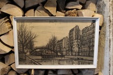 Bernard Buffet Canal St Martin Vintage framed Print 14.5 x 23.5" frame size