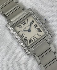 Cartier Tank Francaise Diamond Bezel Quartz Steel Ladies Watch 20mm 2384