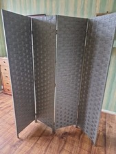 Grey Rattan Wall Divider / Screen  With 4 Hinged Panels
