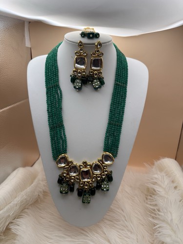 Indian kundan green mala set - mala,