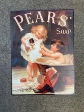 METAL SIGN WALL PLAQUE PEARS SOAP Puppy Dog Vintage Retro BATHROOM Toilet print